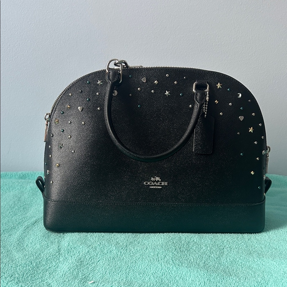 Coach Black Women's Satchel with Stud Accents
